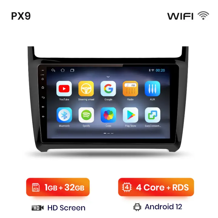 AWESAFE inalámbrico CarPlay Android Auto Radio para VW Volkswagen POLO 5 sedan 2008 2009 2010 2011 2012 2013 2014 2015 2016 2017 2018 2019 2020 coche reproductor multimedia GPS 2 din autoradio volante controles RDS Bluetooth - 1