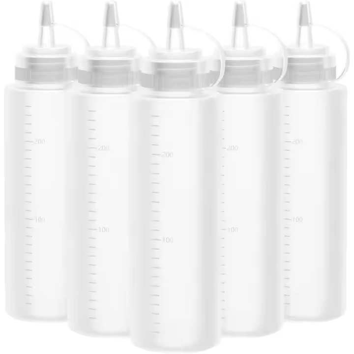 Botella expriable, 5 piezas 240 ml, botellas para pintar, hornear, ketchup, salsa picante, Aceite de Oliva, botella de salsa - 1
