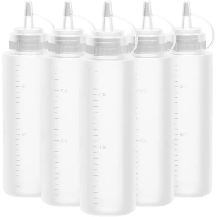 Botella expriable, 5 piezas 240 ml, botellas para pintar, hornear, ketchup, salsa picante, Aceite de Oliva, botella de salsa - 1