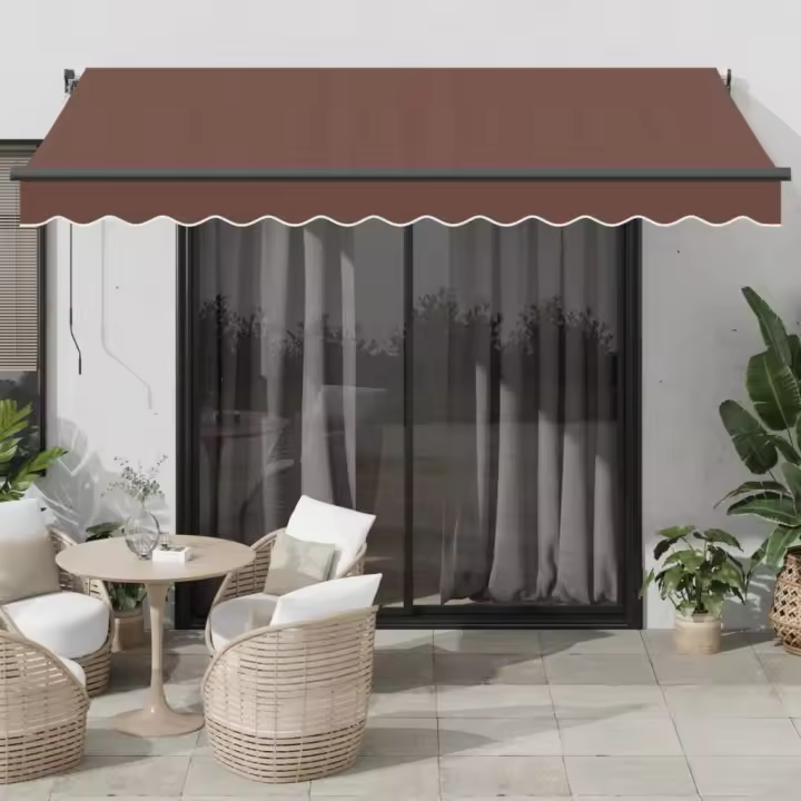 vidaXL Toldo retráctil manual con luz LED marrón 350x250 cm - 1