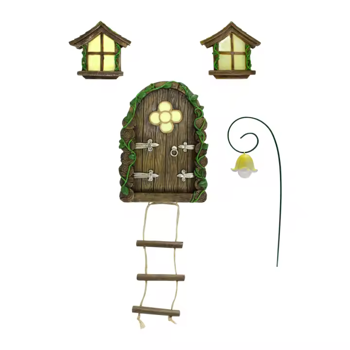Set De Decoración De Puerta De Cuento De Fadas Miniatura Adorno Decorativo Para Jardín Externo Palillo De Estatua Para Decoración De Patio - 1