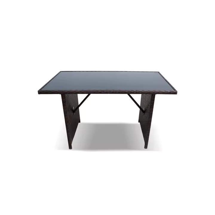 Mesa de Jardin Ratan PE y Cristal Templado. Muebles de Jardin y Terraza     Saldos y Stocks - 1