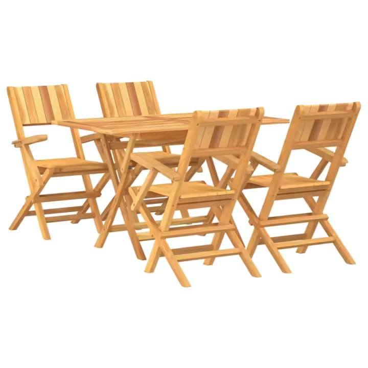 vidaXL Juego de comedor para jardín 5 piezas madera maciza de teca - 1
