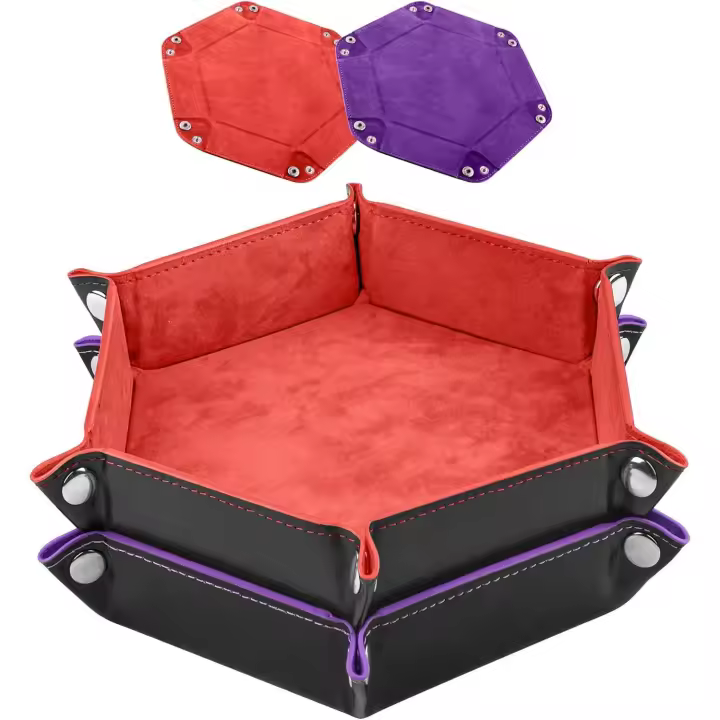2 Piezas Bandeja de Dados Tablero de Dados de Doble Cara PU y Terciopelo Dice Tray Soporte de Dados para DND RPG y Otros Juegos de Mesa - 1
