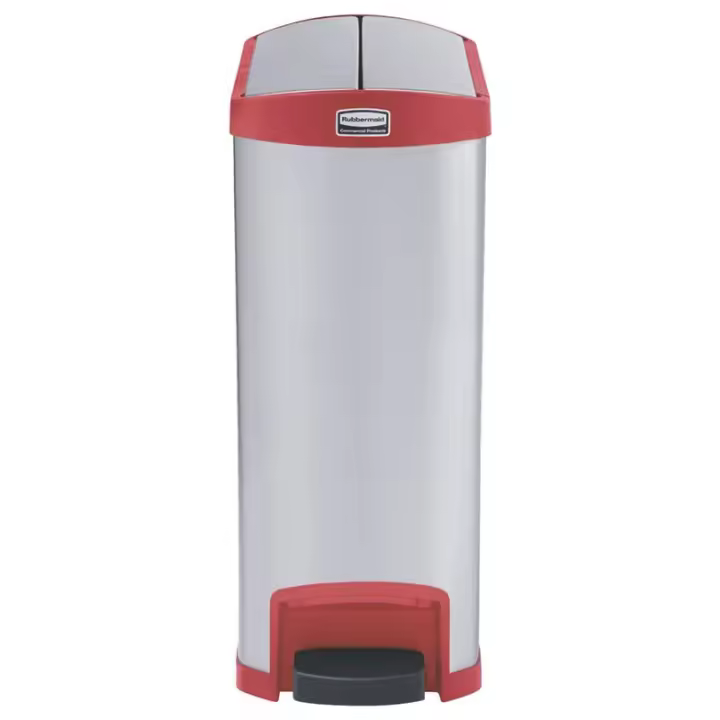 Rubbermaid SLIM JIM 50L/13G METAL END STEP STEP-ON RED - 1