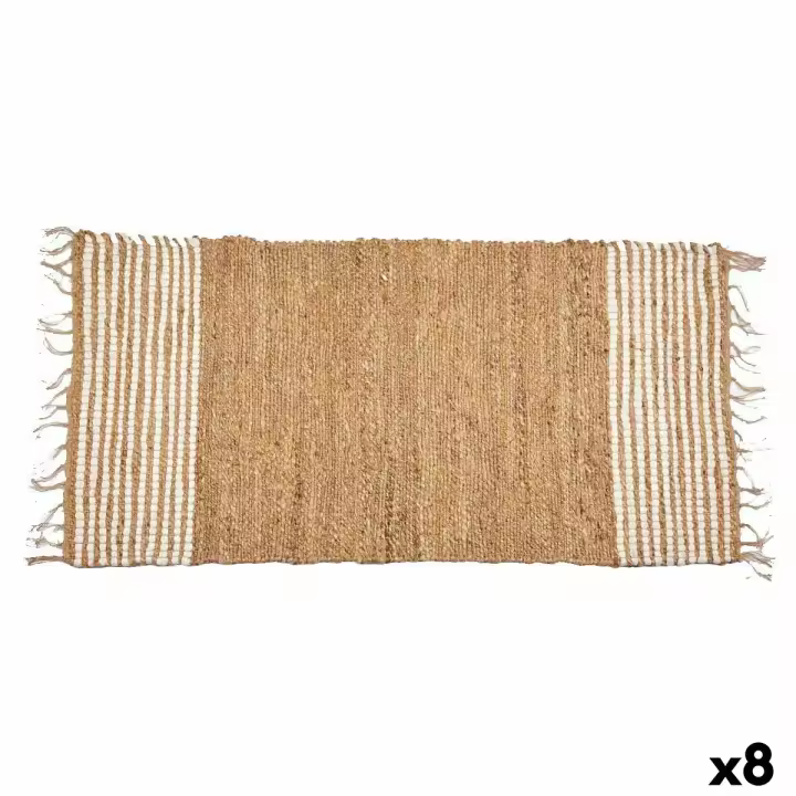 Alfombra Negro Natural Rayas 70 x 1 x 140 cm (8 Unidades) - 1