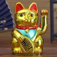 Gato De La Suerte Con Brazo Moviéndose Electrónico 5 Pulgadas Decoración Para Tienda Nueva Regalo Armadura De Plástico Estilo Moderno - details 3