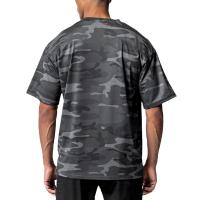 Camiseta De Hombre De Talla Grande Con Manga Corta En Negro Y Malla Fitness Camuflaje Ropa De Gimnasio Suelta Y Confortable Para Verano - details 2