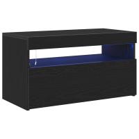 Mueble para TV vidaXL con luces LED en negro y roble, 75x35x40 cm, de madera - details 3