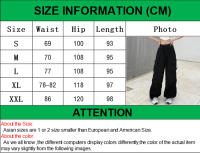 2024 Pantalones Casuales Para Mujer Tech Pantalones Sólidos Cintura Baja Con Cordón Pierna Ancha Estilo Baggy Y2k Streetwear Sobredimensionados - details 0