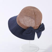 Sombrero De Verano Para Mujer COKK Tejido Al Hilo Transpirable Plegable Protección Solar Con Lazo Sombrilla Estilo Coreano Para Playa Viajes - details 9