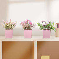 1SET De Plantas Simuladas Rosa En Maceta Decoración De Interiores Para Oficina Centro Comercial Escritorio Ventana Estantería Hogar - details 7