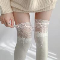 Medias Largas De Veludo Con Encaje Blanco Y Cinta Para Mujer Estilo Lolita Calf Socks Lindas Y Dulces Medias De Pierna Media - details 9