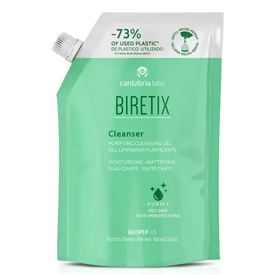 BIRETIX CLEANSER GEL LIMPIADOR MATIFICANTE PURIFICANTEREFILL   400ML ENVASE RECAMBIO CANTABRIA LABS PIELES MIXTAS Y GRASAS - 1