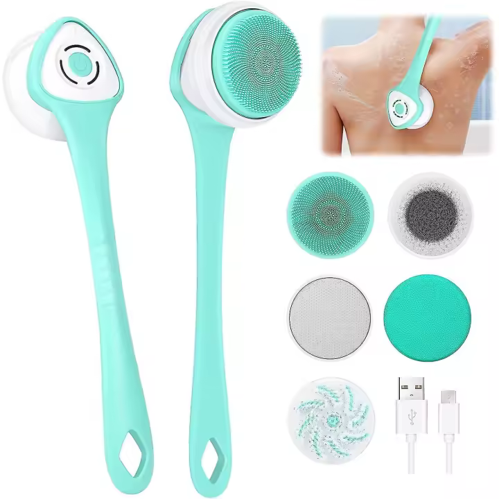 Ducha con Ventilador Corporal Eléctrico, purador exfoliante de masaje 5 en 1, Cuchillo de Limpieza - 1