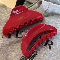 Pinza Para El Cabello De Alta Gama En Rojo Para Año Nuevo Con Diseño Geométrico Accesorio Para El Cabello De Mujer - details 2