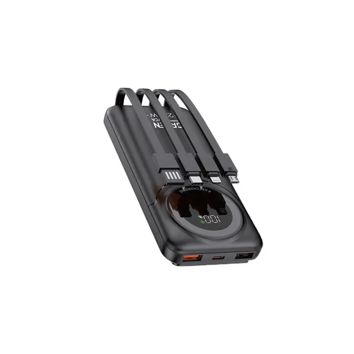 Cargador portátil de 10000mAh, power bank 10000mAh, 4 en 1 externa batería de repuesto, carga superrápida para iPhone y Samsung, nuevo - 1