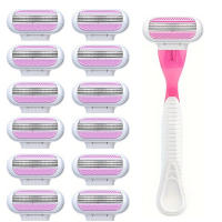Cuchillas De Afeitar De Seguridad Para Mujer Set De Cabezales De Reemplazo 3 Capas Eliminación De Vello Bikini Belleza Afeitado - details 0