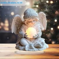 Angel 2D Flat Con Bala Luminosa De Acrílico Para Decoración De Oficina Y Sala De Estar Regalo De Cumpleaños Y Invierno Con Pedestal Incluido - details 2