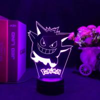Lámpara De Noche LED Pokemon Gengar Haunter Gastly 3D Iluminación De Colores Cambiantes USB Regalo Para Niños Luz De Mesa Ilusión De Sueño - details 4