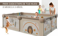 DeFieltro Parque Infantil Bebe del BOSQUE 120x120 - Corralito Bebe con Malla de Animales Transpirable - Corral Plegable Baby ANTIDESLIZANTE Alfombra Acolchada + 2 Anillas (Bosque) - details 4