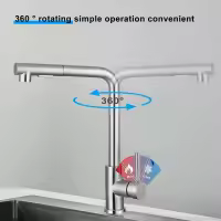 Grifo mezclador para fregadero de cocina con rociador extraíble, con 2 modos de agua corriente y rociado, agua caliente y fría - details 5