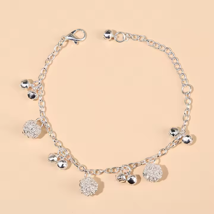Gran Oferta, Lugar escénico, pulsera de Novia de Plata, Bola Hueca, Campana, plántula, de tobillera Plata, versión Coreana, pulsera para Mujer - 1