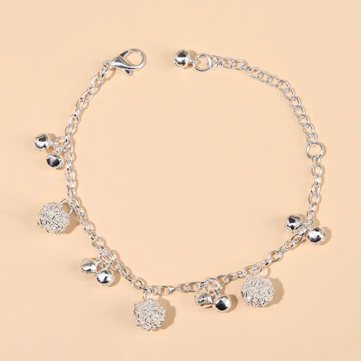 Gran Oferta, Lugar escénico, pulsera de Novia de Plata, Bola Hueca, Campana, plántula, de tobillera Plata, versión Coreana, pulsera para Mujer - 1