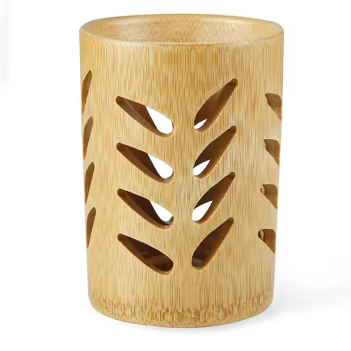 Soporte Para Cepillo De Dientes De Bambú Organizador De Baño Y Cocina Almacenamiento De Palillos Drenaje Eficiente - 1