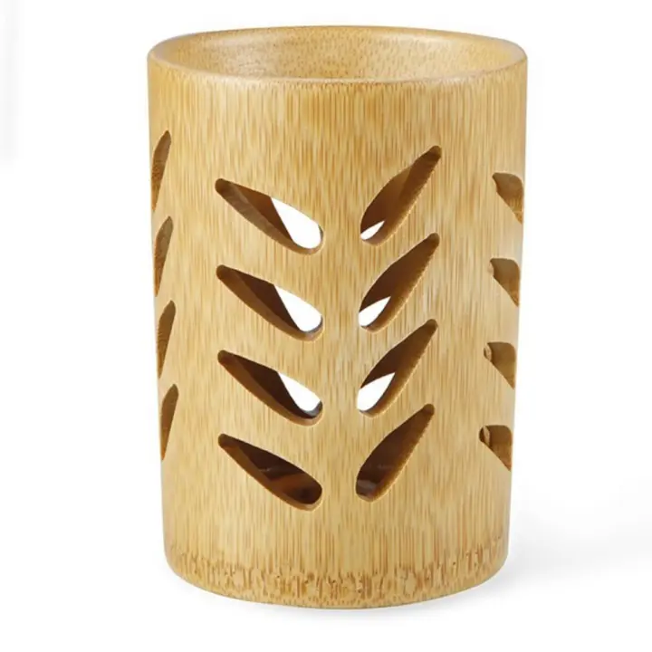 Soporte Para Cepillo De Dientes De Bambú Organizador De Baño Y Cocina Almacenamiento De Palillos Drenaje Eficiente - 1