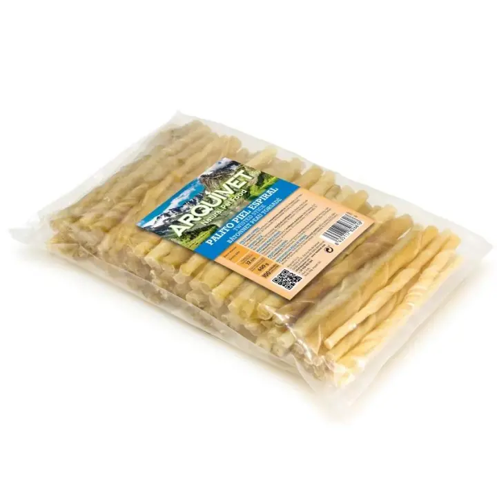 Arquivet Snack Palito de piel bovina en espiral - - Snacks perros naturales - Golosinas, chuches, premios y recompensas - 12 cm (bolsa 100 uds.) - 1