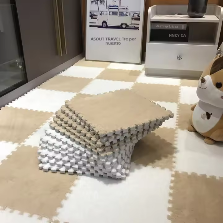 Carpetas De Piso De 20 Piezas Estilo Ins Para Habitación Dormitorio Y Sala De Estar Resistentes a Manchas Y Splicing Tamaño 30x30 Cm Para Niños - 1