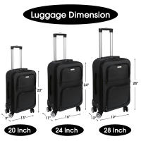 S7 STAR Juego 3 Piezas Maletas Blandas Ampliable 20+24+28 Pulgadas , Set Maletas Telas Ligeras de Viaje, Cabina Trolley Extensible con 4 Ruedas Dobles Giratorias 360, Equipaje Expandible Asa Telescópica Gran Capacidad,consigue un regalo gratis - details 1