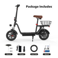 iScooter i12 Patinete eléctrico con asiento y cesta trasera, motor de 500W, batería de 36V 7.5Ah, neumático neumático de 12 pulgadas, velocidad máxima de 25km/h, alcance máximo de 35km, frenos de disco dobles, absorción de impactos doble - details 13