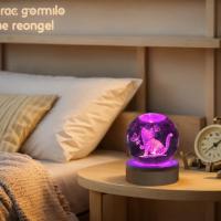Lámpara De Noche De Cristal Con Grabado Láser 3D Mariposa Gato Canción Decoración De Vidrio Pulido Moderna Regalo De Navidad - details 2