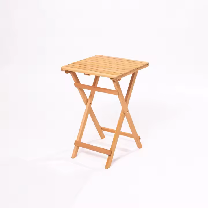 Mesa de Jardín Wellhome de Madera de Haya Marrón 60x72x60 - 1