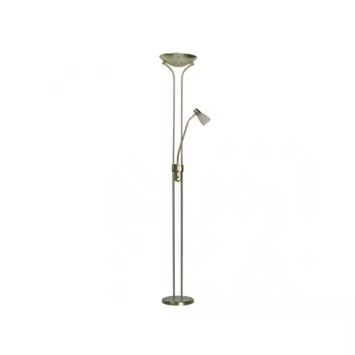 Fabrilamp - Pie De Salon Ross 2xe27+1xe14 C/lector Cuero 180x28x28 Cm - 1