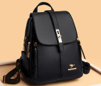 Mochila De Cuero Para Mujer Estilo Vintage Casual Día Escuela Saco a Dos Negro Lujoso Con Bolsillo Exterior Y Cremallera Cierre - details 19