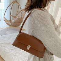 Bolso De Hombro Para Mujer Estilo Retro Tendencia PU Cuero Sólido Color Simple Bolso De Comunicación Con Manija Portátil Bolsos Casual - details 4