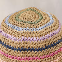 Sombrero De Paja Para Mujer 2024 Con Patrón Arcoíris Protección UV Sombrilla De Playa Sombrero De Verano Casual Unisex - details 2