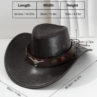 Sombrero De Vaquero Vintage Para Hombre Y Mujer Sombrero De Jazz Gentleman Cowgirl Protección Solar Material De Cuero Sintético Uso Al Aire Libre - details 1
