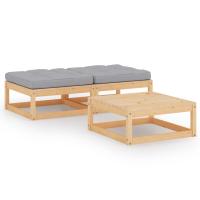 vidaXL Juego de muebles de jardín 3 pzas y cojines madera maciza pino en color Marrón miel/Natural y antracita/Natural | acolchados duraderos para sofás de jardín terraza exterior - details 2