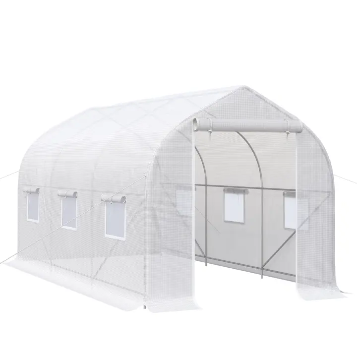 Outsunny Invernadero de Jardín 400x200x200 cm Tipo Túnel con 6 Ventanas Transpirables y Puerta Enrollable con Cremallera Huerto para Cultivo Plantas Verduras - 1