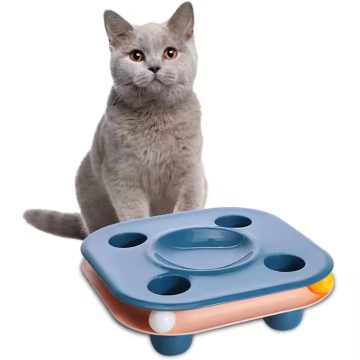 Nuevo tazón de comida multifuncional para gatos Juguete inteligente para mascotas y tazón de comida Dos en uno... (azul) - 1