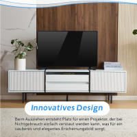 Mueble TV with Caja extrable para proyector, Mueble Bajo with Espacio de almacenamiento y Diseño color blocking, 163x40x45 cm - details 3