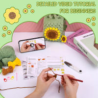 Kit De Crochet Para Principiantes Con Video Tutorials Incluye Gancho De Crochet Hilo Y Suministros Para Artesanía De Bolsos DIY - details 2
