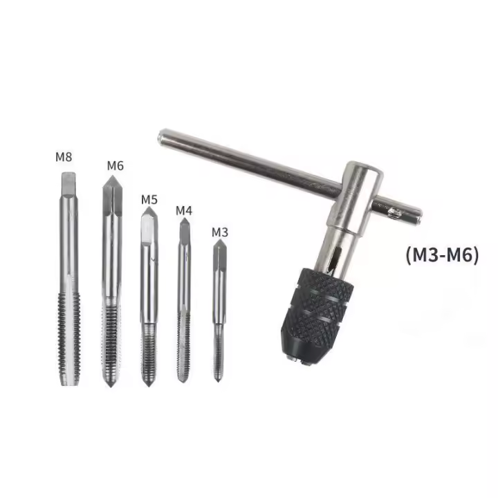 Juego De Llaves De Tapa T Tipo Portátil 6/9pcs Herramientas De Taper Manual Para Perforación De Hilos En Máquina Y Tornillos De Acero Multifuncional M3/M4/M5/M6/M8 DIY - 1