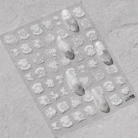 Hoja De Tela De Encaje Kawaii 5D Para Arte De Uñas Estilo Japonés Rosa Blanca Accesorios De Manicura DIY Decoraciones Para Uñas - details 4
