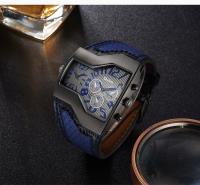 Reloj De Cuarzo Para Hombre Oulm Marca De Lujo Muestra De Tiempo Doble Correa De Serpiente Deportivo Casual Resistente Al Choque Con Marcadores Arábigos Y Cierre De Hebilla - details 0