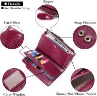 Cartera de mujer de cuero genuino de gran capacidad con múltiples tarjetas - details 1